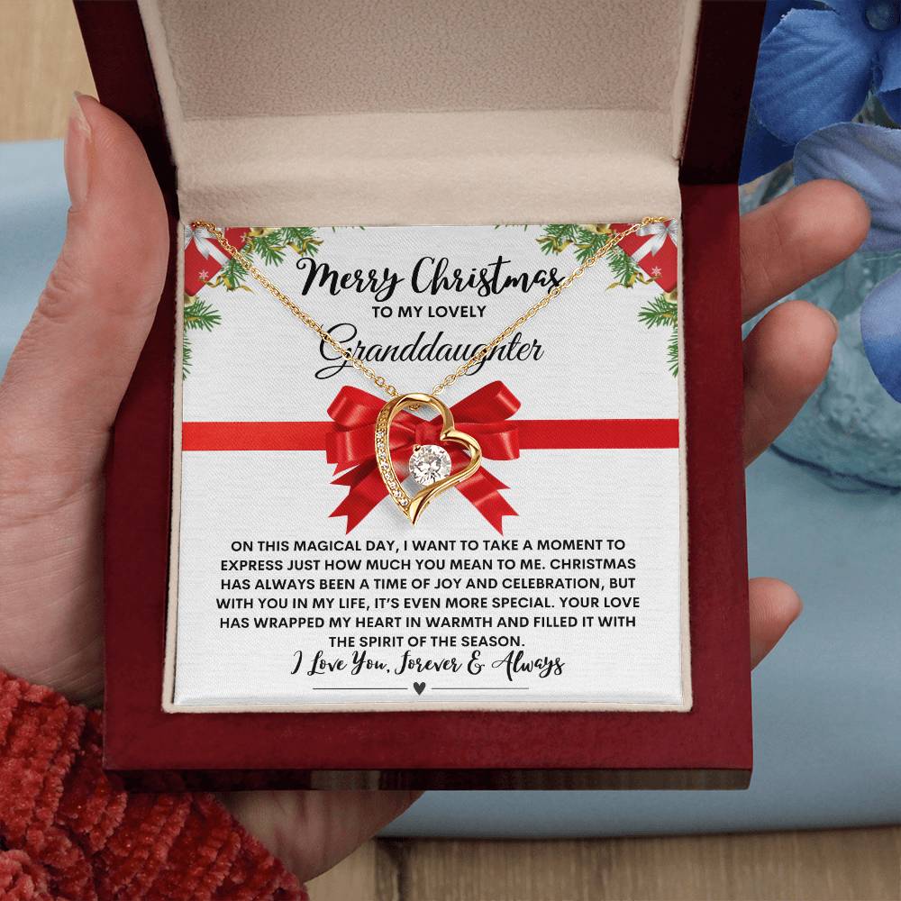 Merry Christmas to my granddaughter (White Card) Heart Pendant