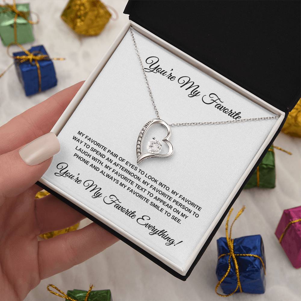 You're My Favorite Everything (White Card) Heart Pendant