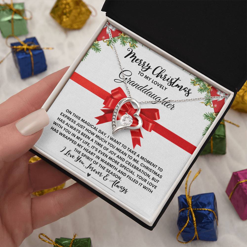 Merry Christmas to my granddaughter (White Card) Heart Pendant