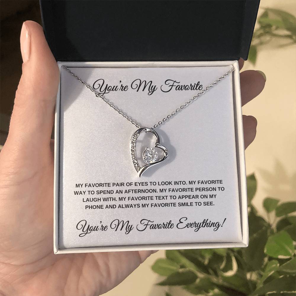 You're My Favorite Everything (White Card) Heart Pendant