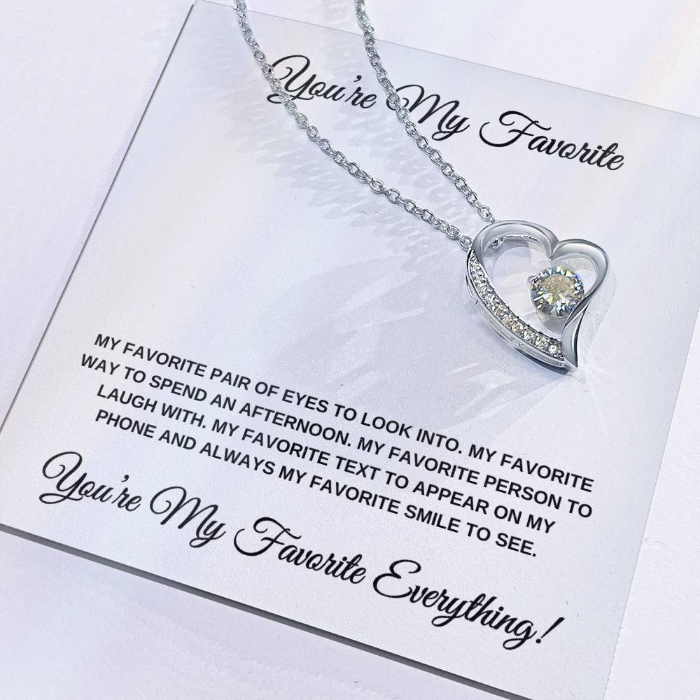You're My Favorite Everything (White Card) Heart Pendant