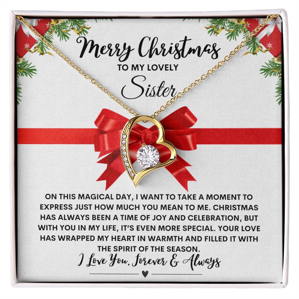 Merry Christmas to my lovely sister (White Card) Heart Pendant