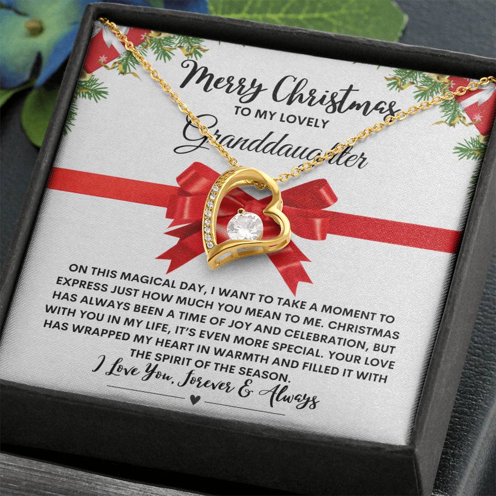 Merry Christmas to my granddaughter (White Card) Heart Pendant