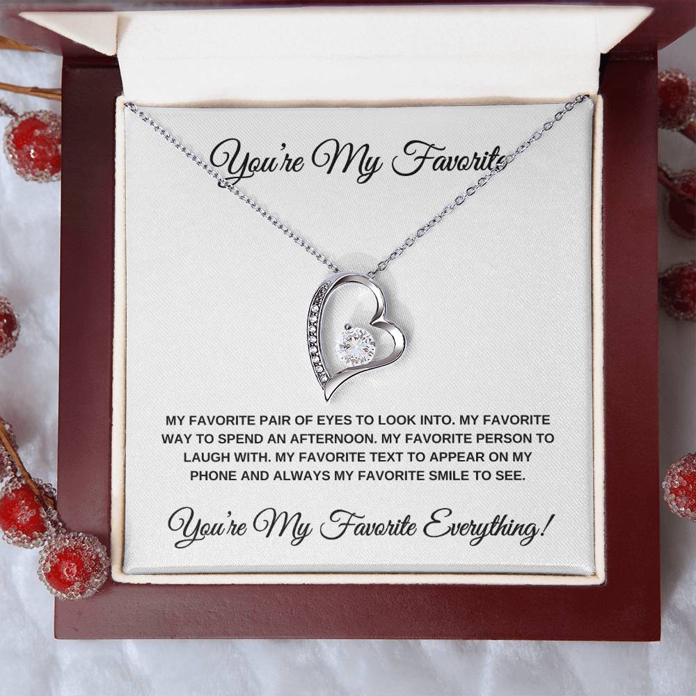 You're My Favorite Everything (White Card) Heart Pendant