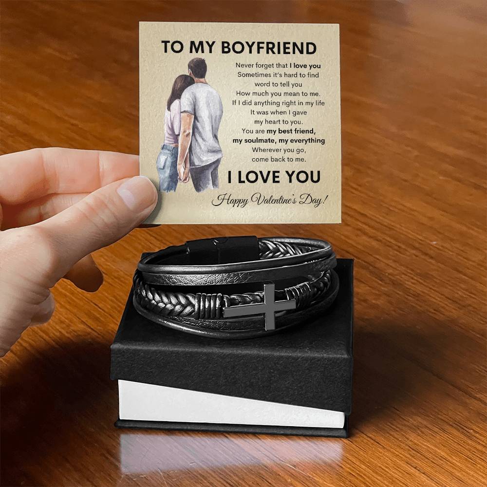 To My Boyfriend: Love Cross Bracelet