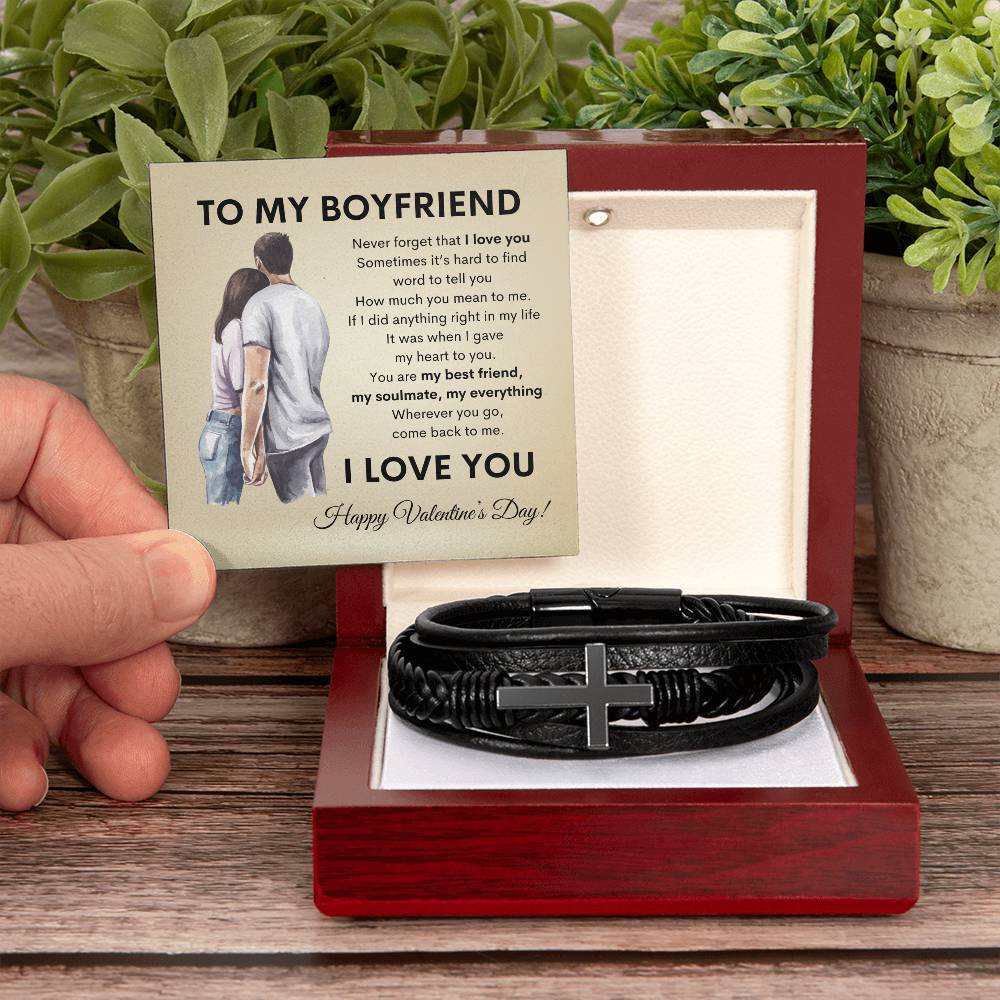 To My Boyfriend: Love Cross Bracelet