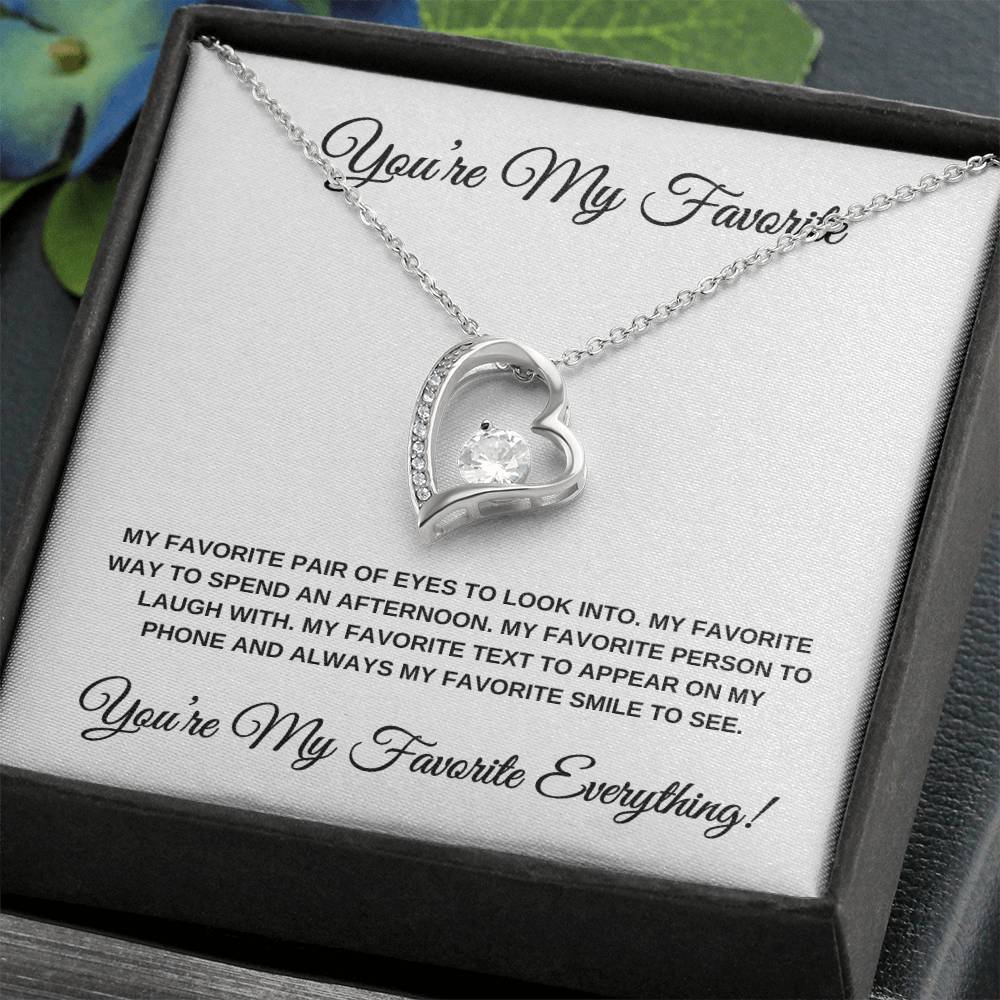 You're My Favorite Everything (White Card) Heart Pendant